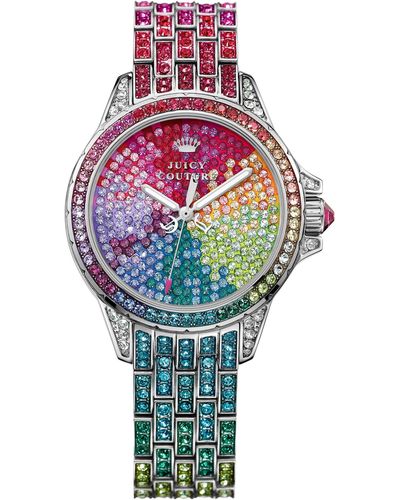 Juicy Couture Women's Stella Rainbow Crystal Stainless Steel Bracelet Watch 36mm 1901264 - Multicolor