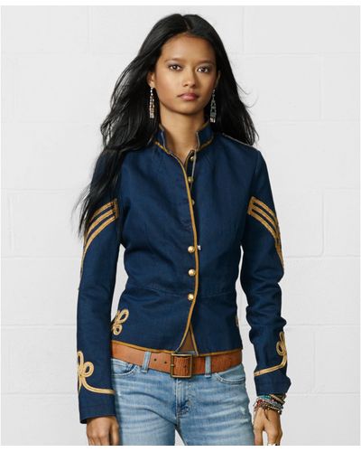 Denim & Supply Ralph Lauren Button-front Braided Military Jacket - Blue