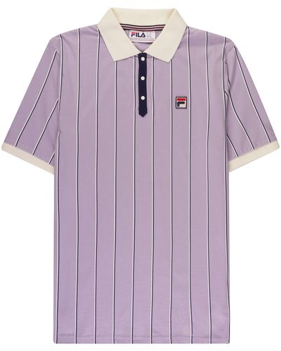 Fila Brett Double Stripe Polo Shirt - Purple