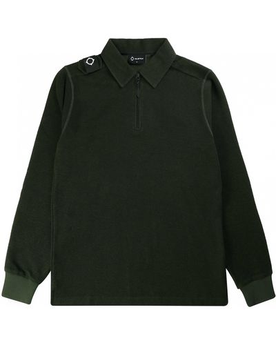 Ma Strum Rev Loopback Long Sleeve Polo Shirt - Green