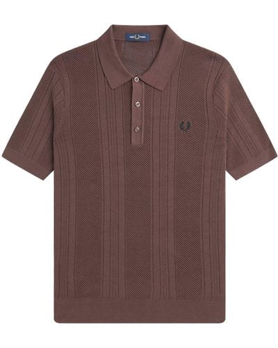 Fred Perry Crochet Knit Shirt - Brown