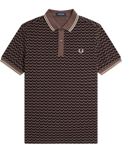 Fred Perry Abstract Graphic Polo Shirt - Black