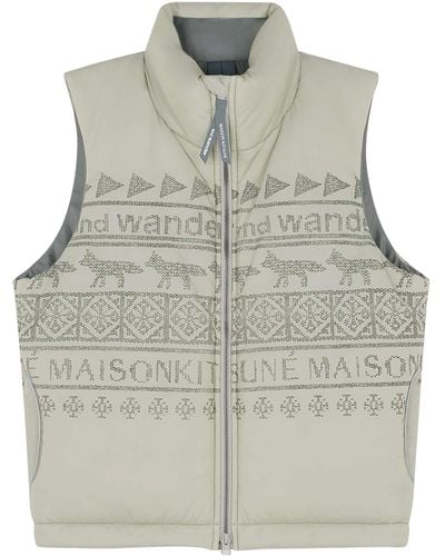 and wander X Maison Kitsune Nordic Insulation Vest - Grey