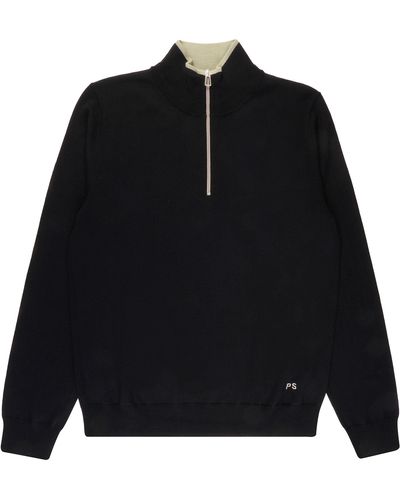 Paul Smith Pullover Half Zip Wool Jumper - Black