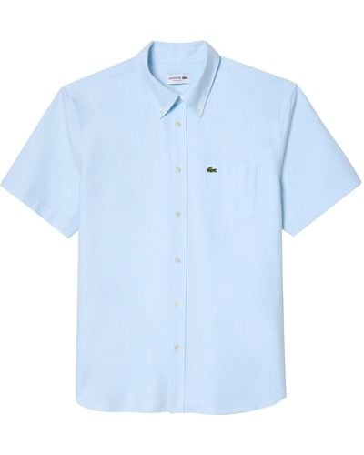 Lacoste Short Sleeve Oxford Shirt - Blue