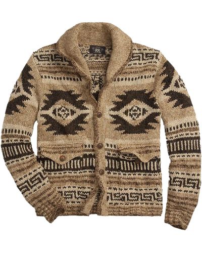 RRL Hand-knit Linen-blend Cardigan - Brown