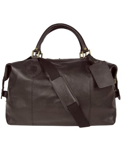 Barbour Brown Leather Travel Bag Uba0008