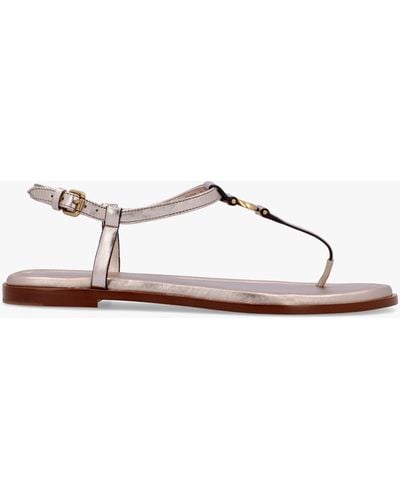 COACH Jessica Champagne Leather Toe Post Sandals - White
