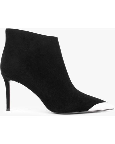 Daniel Setan Black Suede Toe Cap Heeled Ankle Boots