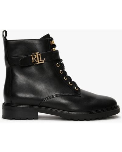 Lauren by Ralph Lauren Elridge Black Leather Ankle Boots