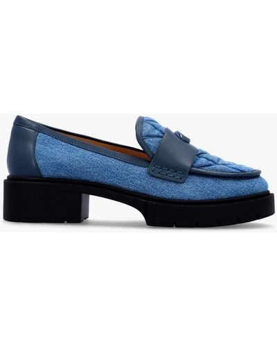 COACH Leah Indigo Denim Chunky Loafers - Blue