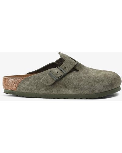 Birkenstock Boston Thyme Suede Leather Thyme Clogs - Green