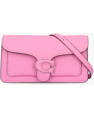 COACH Tabby Vivid Pink Leather Chain Clutch Bag