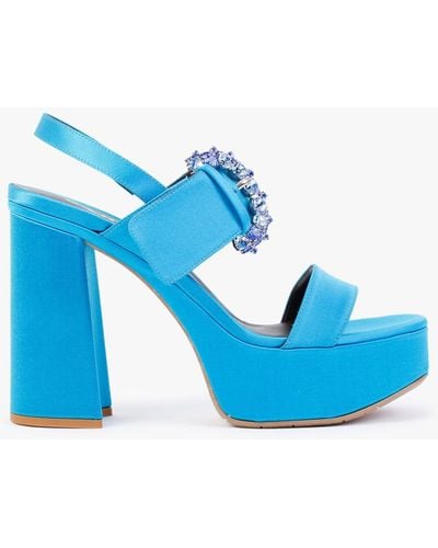 Daniel Tock Blue Embellished Platform Heeled Sandals
