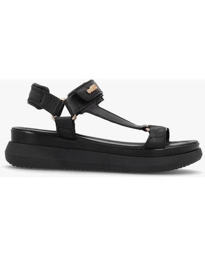 Daniel Mazey Est93 Black Leather Flatform Sandals