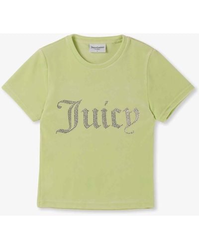 Juicy Couture Taylor Butterfly Velour Diamante T-shirt - Green