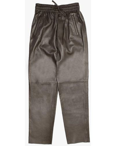 Oakwood Gift Brown Leather Drawstring Trousers - Grey