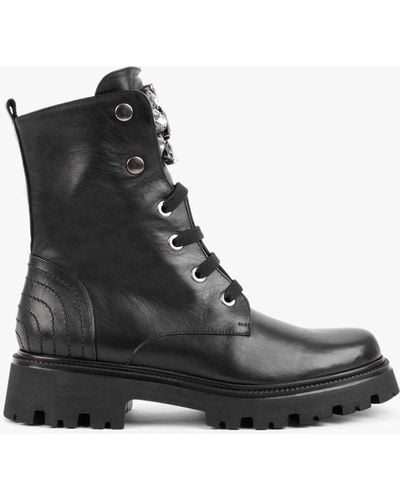 Daniel Evajewell Black Leather Embellished Ankle Boots