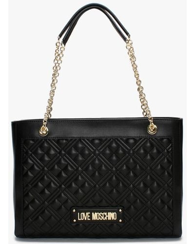 Love Moschino S Diamond Quilt Black Tote Bag