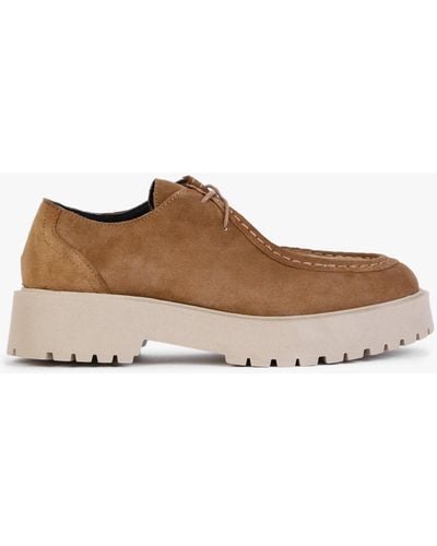 Daniel Lally Tan Suede Lace Up Wallabee Shoes - Brown