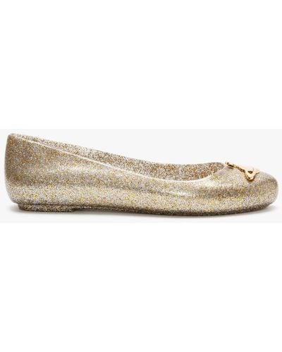 Vivienne Westwood X Melissa Space Love 21 Gold Glitter Orb Ballet Court Shoes - Metallic