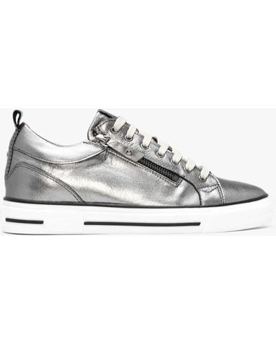 Moda In Pelle Brayleigh Pewter Leather Trainers - Grey