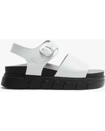 Fly London Cree Off White Leather Slab Sandals