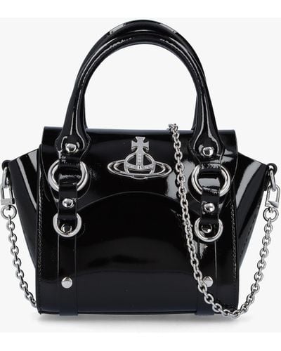 Vivienne Westwood S Betty Mini Shiny Patent Leather Tote Bag - Black