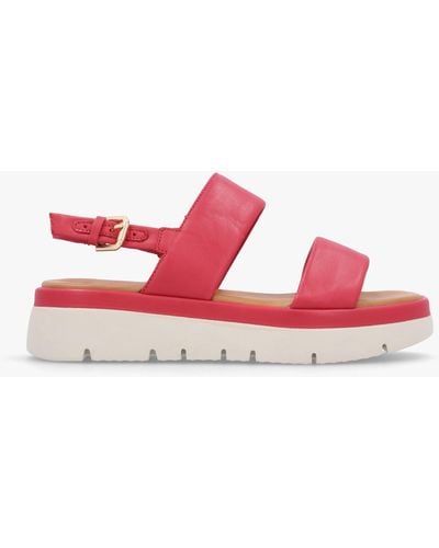 Moda In Pelle Netty Raspberry Leather Chunky Sandals - Red