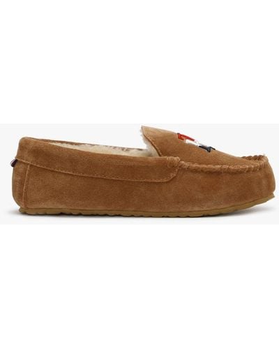 Tommy Hilfiger Elevated Tan Suede Moccasin Slippers - Brown