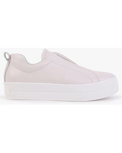 Daniel Slippy Beige Leather Laceless Trainers - Pink