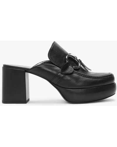 Kennel & Schmenger Ira Black Leather Backless Block Heel Loafers