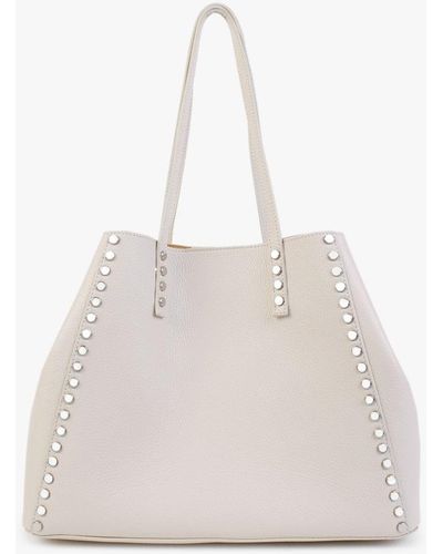 Daniel Dimooch Beige Tumbled Leather Studded Tote Bag - Gray