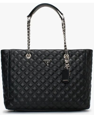 Guess Cessily Ii Quilted Black Tote Bag