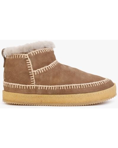 Laidbacklondon Nyuki Crochet Camel Suede Ankle Boots - Brown