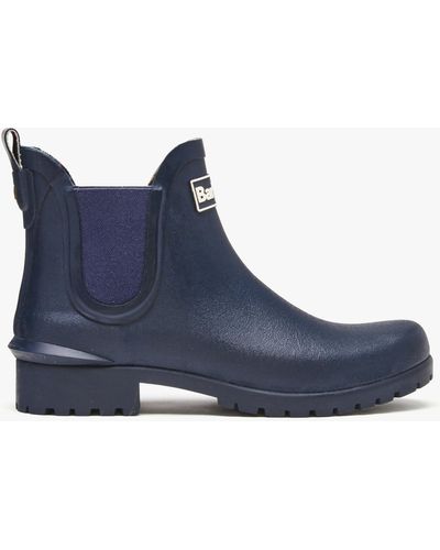 Barbour Wilton Navy Rubber Welly Boots - Blue