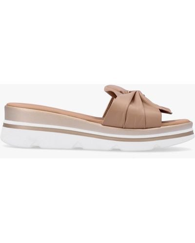 Daniel Rebow Beige Leather Knot Top Mules - Natural