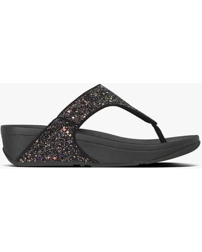 Fitflop Lulu Glitter Toe Thongs Black Mix Sandals