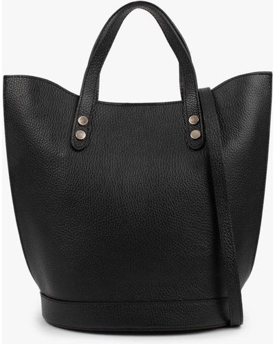 Daniel Lusset Black Leather Structured Shopper Bag