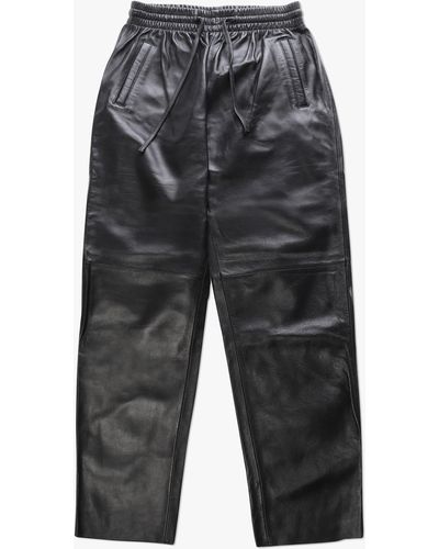 Oakwood Gift Black Leather Drawstring Pants - Grey