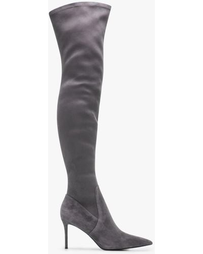 Daniel Stret Grey Suede Over The Knee Boots - Black