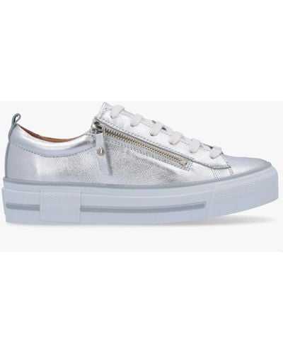 Moda In Pelle Filician Silver Metallic Leather Side Zip Sneakers - White