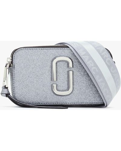 Marc Jacobs The Snapshot Galactic Glitter Silver Leather Camera Bag - White