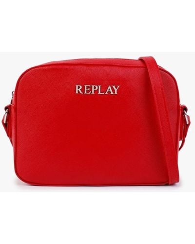 Replay Small Red Top Zip Cross-body Bag