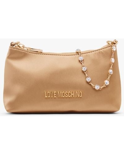 Love Moschino Diamante Strap Gold Shoulder Bag - Natural