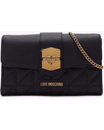 Love Moschino Heart Smart Black Shoulder Bag - White