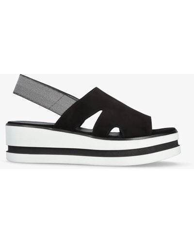 Daniel Slinger Black Suede Low Wedge Sandals - White