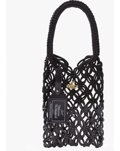 Vivienne Westwood Large Thrawler Macramé Black Shoulder Bag