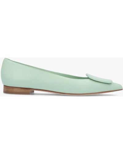 Daniel Nala Green Leather Pointed Toe Flat Court Shoes