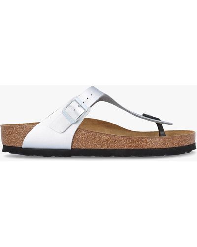 Birkenstock Gizeh Silver Birko-flor Sandals - White